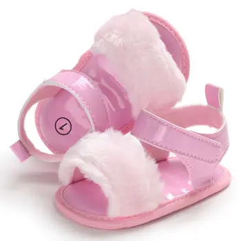

Newborn Baby Summer Sandals Cute Toddler Girls Boys Fashion Fur Soft Crib Shoes Anti-slip Infant Prewalker Beach Clogs Shoes