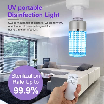 

Portable LED Corn Bulb UVC Disinfection 40W Remote Control Kill Mite Lamp for Household Rooms Protection Supplies