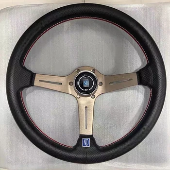 

14" Inch Steering Wheel Auto Universal Racing Sport Steering Wheel 350mm Leather Handmade Sewing Thread ND20S0802