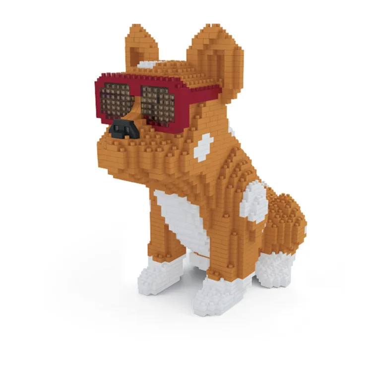 Классные очки бульдог Собака животное красный питомец DIY 3D модель Мини Маленькие