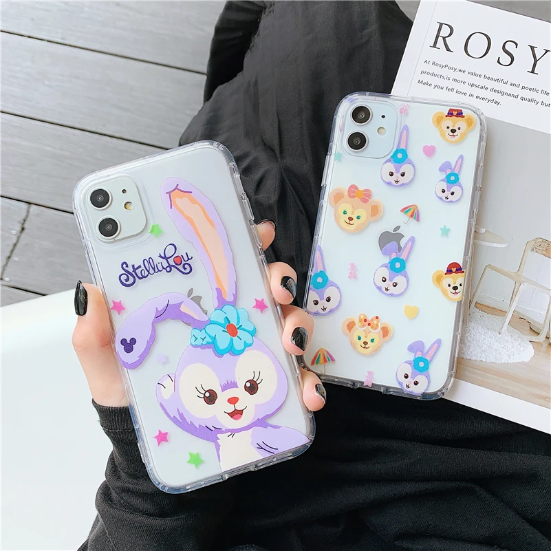 

Cute Cartoon Bear and rabbit Transparent interesting phone case cover for iphone 11 Pro X XS Max Xr 7 8 6 s plus Coque Fundas