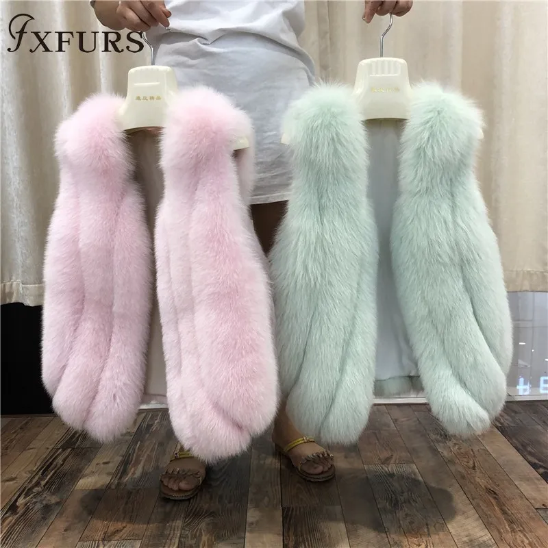 Женский меховой жилет FXFURS короткий из натурального меха лисы зимняя верхняя