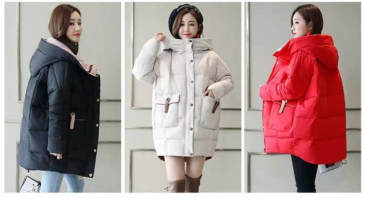 Новинка года; chaqueta de invierno para mujer de talla grande Parkas gruesas ropa de abrigo con capucha sólida abrigo femenin Delgado