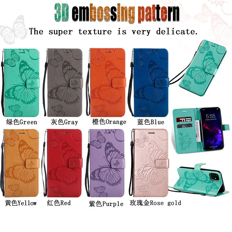 Wallet Flip 3D Butterfly Leather Case For iPhone 11 Pro X XS XR Max 5 5S SE 6 6S 7 8 Plus Book Cases Soft TPU Phone Cover Fundas iphone 7 cardholder cases