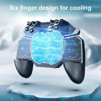 

5in1 Phone Cooler Fan Game Controller Grip 6 Finger Trigger Joystick For PUBG Mobile Phone Radiator Eating Chicken Handle Fan