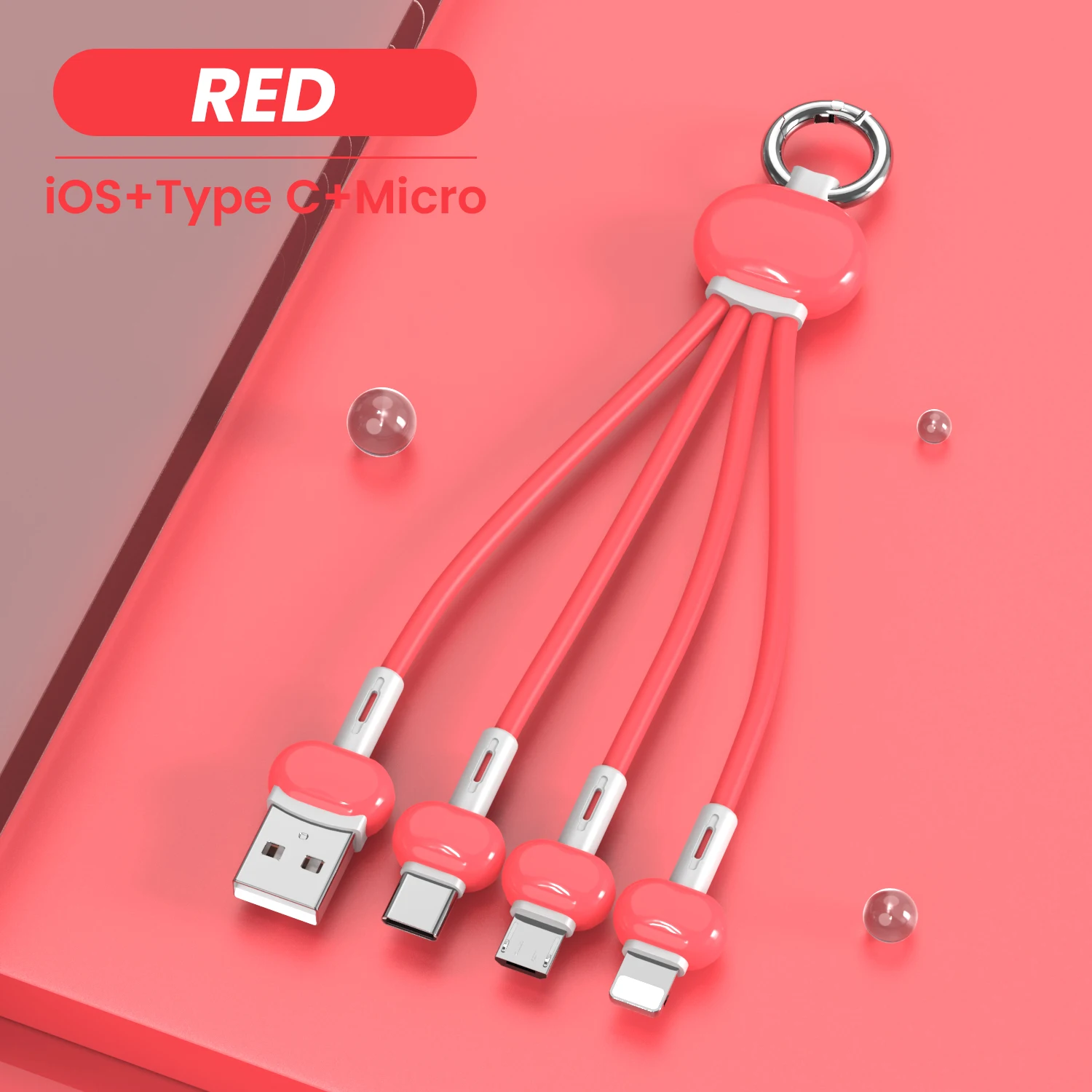 long iphone charger Keychain 3 in 1 USB Type C Cable for iPhone 13 12 11 XS X XR 3in1 2in1 USB Cable Charger Micro USB Type C Cord for Xiaomi Redmi iphone usb cable Cables