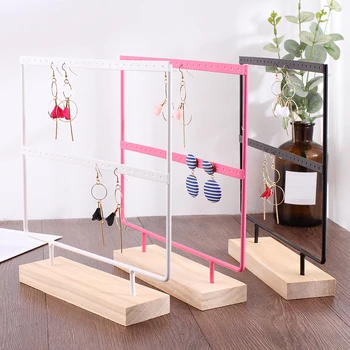 

24/44 Holes Wood Earrings Organizer Jewelry Holder Necklace Bracelet Rack 2 Layers Jewelry Display Stand Jewelry Packing 2020
