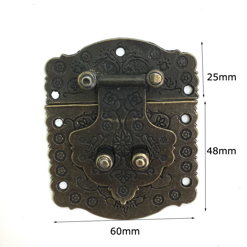 1x Antique Bronze Wooden Case hasp Vintage Decorative Jewelry Gift Box Suitcase Hasp Latch Hook Furniture Clasp Lock - Цвет: C