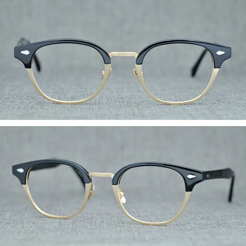 Acetate Glasses Frame Men Women Vintage Half Rim Eye Glasses Optical Myopia Prescription