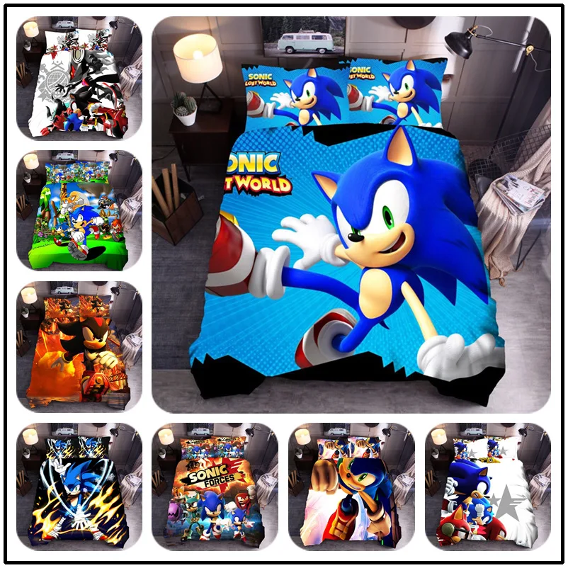 

Hot Sales Sonic 3D Quilt Cover Hedgehog Cartoon Animation Textile Bedding Article