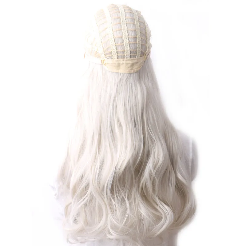 WoodFestival Wavy Synthetic Hair Wig Cosplay Ladies Colored Long Wigs For Women White Pink Red Dark Brown Green Blue Grey Ombre