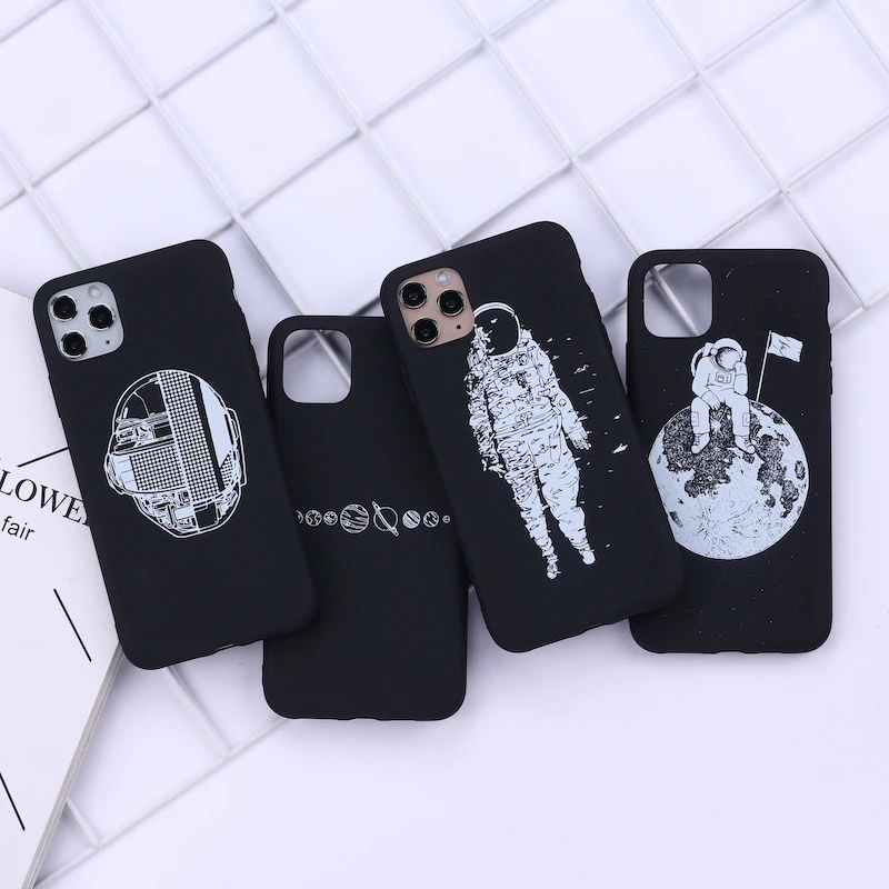 Чехол для телефона с космосом астронавтом Луной iPhone 11 Pro Max X XS XR 7 8 7Plus 8Plus 6S SE мягкий