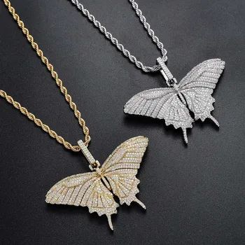 

MISSFOX Medium Butterfly Pendant Jewelry Trendy Popular Design Necklace Synthetic Zirconia Ladies Girls Valentine's Day Gift