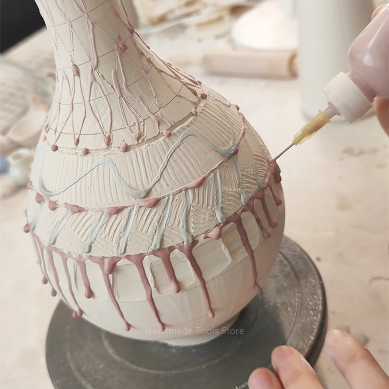 Pottery Art Squeeze Clay Bottle Point Line Texture Effect Creative Decorative DIY Ceramic Clay Painting Tools 3PCS Set