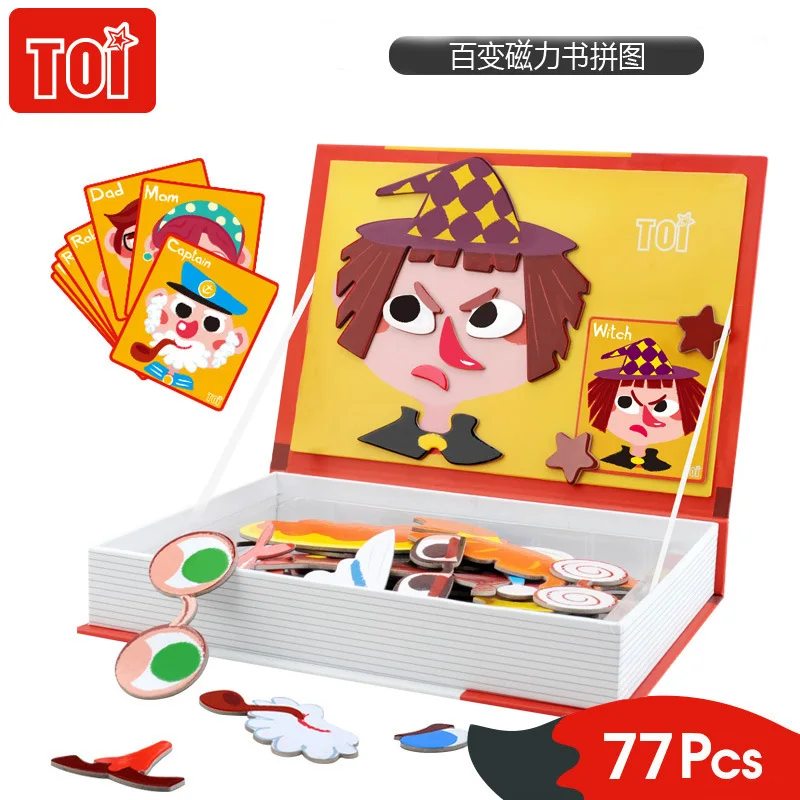 

Toi Magnetic Crazy Expression Face Transplant Jigsaw Puzzle Refridgerator Magnets Children Magnetic Book Educational Early Educa