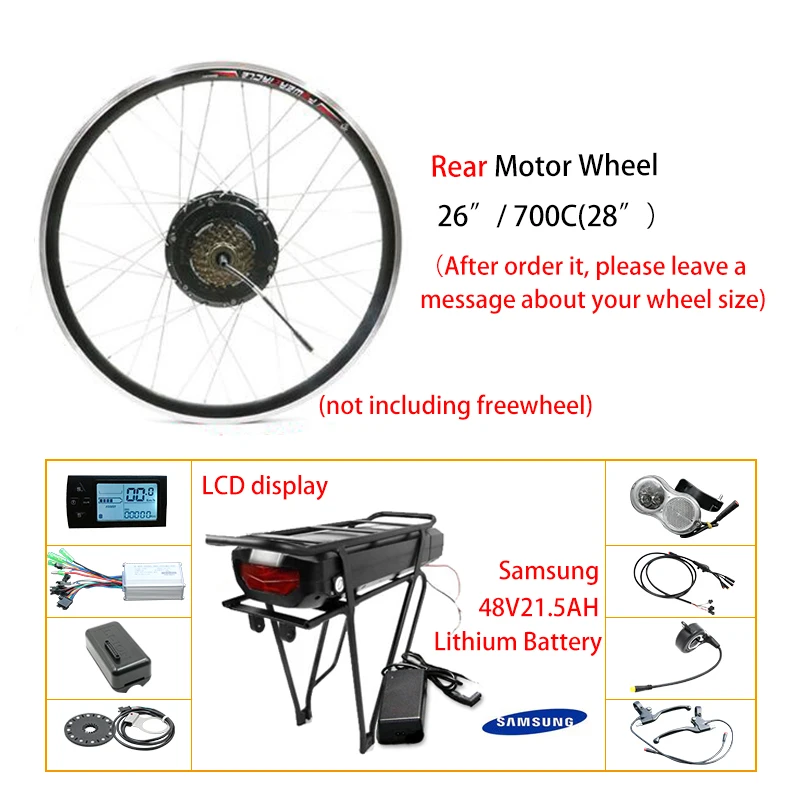 48V 500W электрический велосипед Планетарная втулка переднее заднее колесо набор преобразования для электрического велосипеда 48V 21.5AH e велосипед комплект bicicleta eletrica - Цвет: Rear SAM48V21.5A LCD