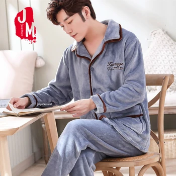 

Winter Long Sleeve Pijama Flannel Pajamas Set For Male Plus Size Sleep Clothing Casual Nightie Sleepwear Warm Men Pyjamas Suit