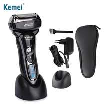 KEMEI 4D Electric Shaver Reciprocating Electric Razor With Four Floating Blade Heads Shaving Machine Waterproof Beard Shaver electric shaver multifunctional reciprocating electric razor floating twin blade heads waterproof quick charge face care tools