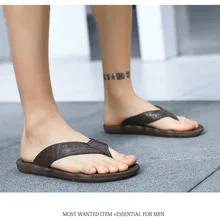 Летние пляжные мужские вьетнамки из искусственной кожи для отдыха; смешанные цвета; лаконичные уличные тапочки; нескользящая модная мужская обувь для взрослых