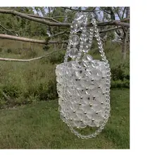 Новая летняя прозрачная сумка с кристаллами, дизайнерская Желейная сумка с жемчугом, клатч, прозрачный пакет, сумка через плечо, женская сумка со стразами