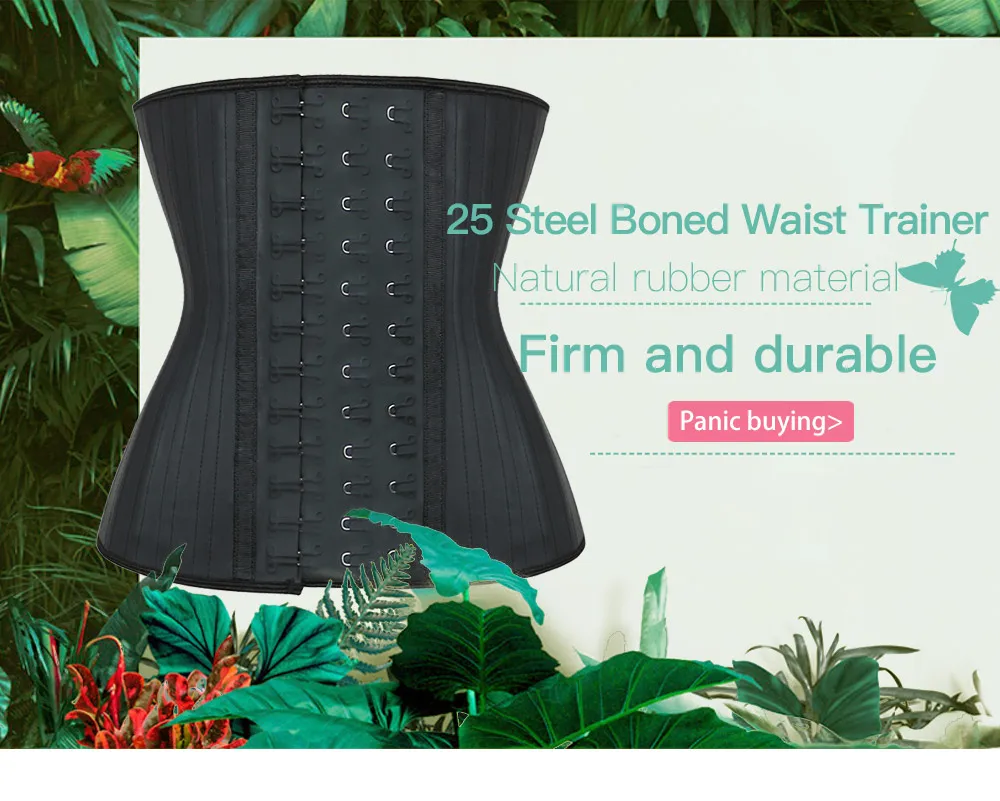 NB1419_01 Atbuty Latex Waist Trainer Big Leather Hooks 25 Steel Bones Long Torso Waist Shaper Corsets (1)
