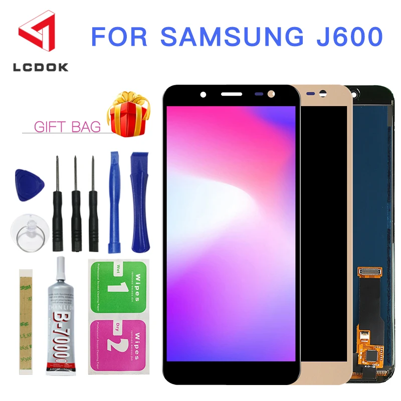 Регулируемая яркость ЖК-дисплей для samsung Galaxy J6 J600 J600F J600Y ЖК-дисплей кодирующий преобразователь сенсорного экрана в сборе части панели