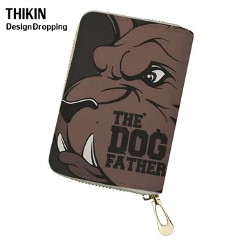 

THIKIN Pitbull Printing Cute ID Cardholder Women Men Clutch Card Holder Travel Wallets Ladies Females PU Organizer Card Case
