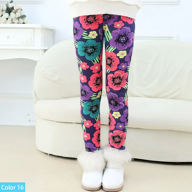 Color 16 SheeCute/леггинсы для девочек плотные теплые штаны для малышей и детей детские штаны с цветочным принтом на осень-зиму SCW101 - Цвет: Color 16