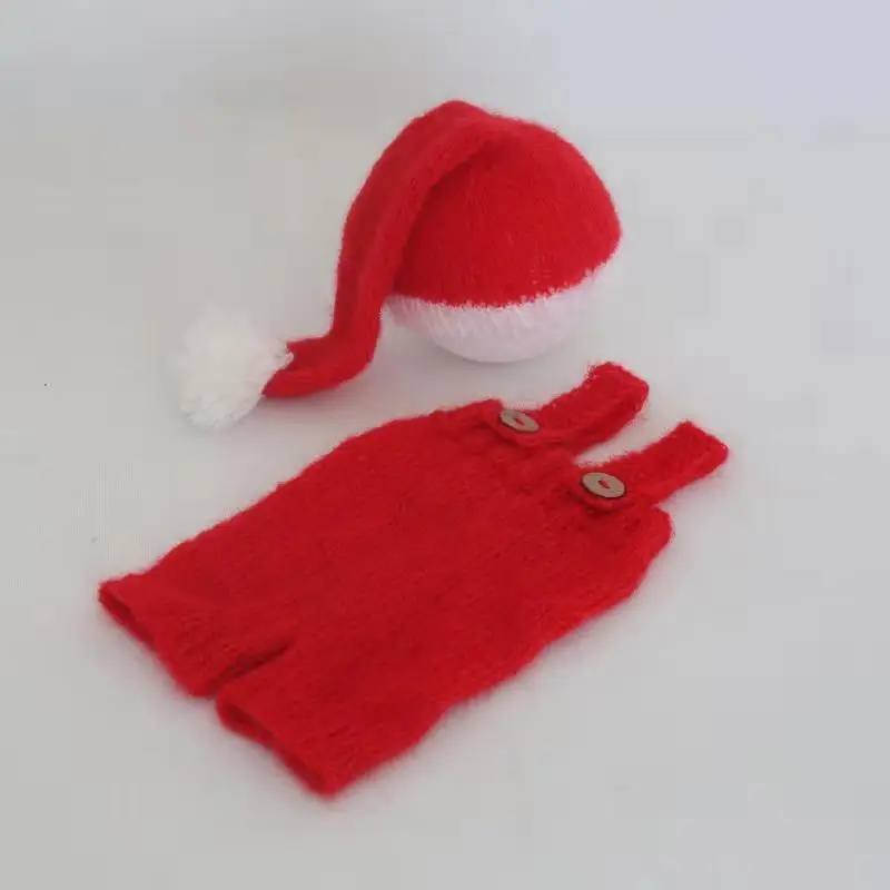 Рождественский наряд для новорожденных, вязаная детская шапочка для сна, винтажный комбинезон для новорожденных, Вязаный комбинезон, нейтральные Детские опоры капота для фотосъемки - Цвет: as photo
