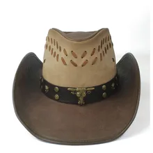Ковбойская шляпа кожаная мужская и женская западная ковбойская шляпа широкая шляпа уличная Sombrero Hombre Женская ковбойская шляпа