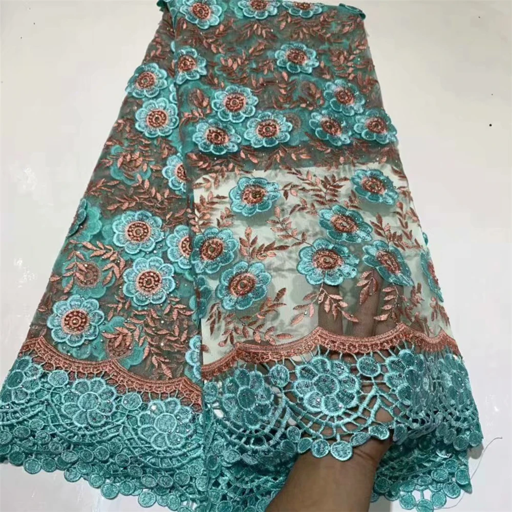 

New Arrival green Color African Appliqued Tulle Lace Fabric 2019 Wholesale French Net Lace With Beaded For Nigeria Wedding