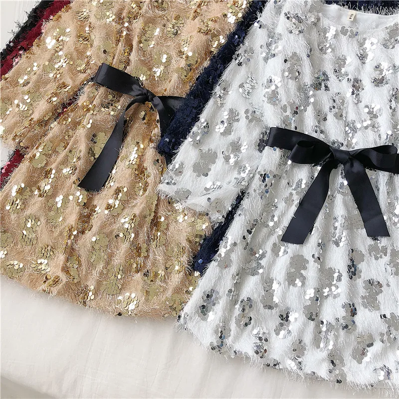 Neploe Blingblilng женские платья с блестками, с кисточками, в стиле пэчворк, с длинным рукавом, в Корейском стиле, Vestidos, Осень-зима, тонкий галстук-бабочка, платье 55937