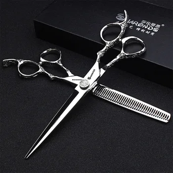 

Professional 7 inch rose scissors professional hairdressing scissors flat cut tooth scissors barber hair cutting tools