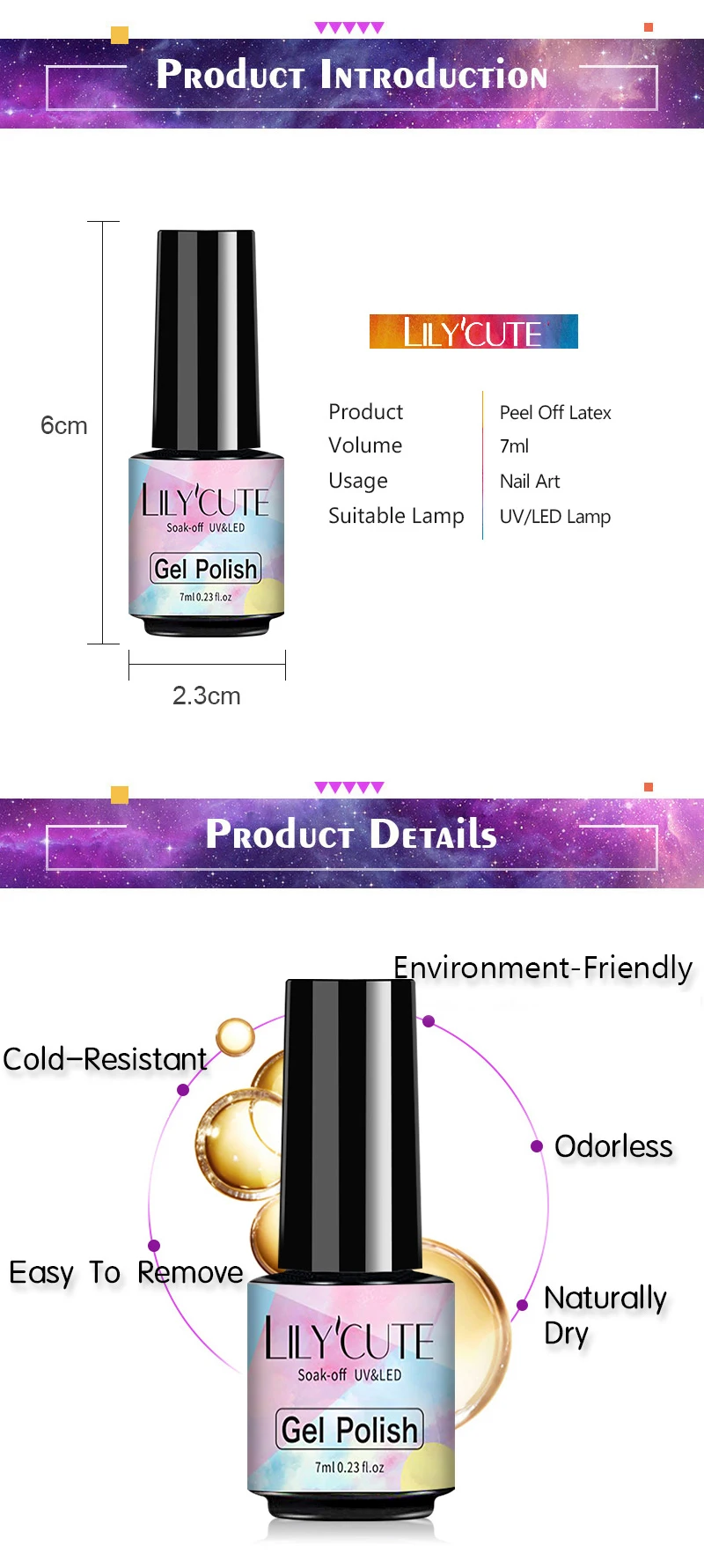 Description Picture 2 of itemLILYCUTE 7ml/5ml Peel off Latex Odorless Cold-resistant White Nail Art Care Edge Protector Nail Art Stamping Tools