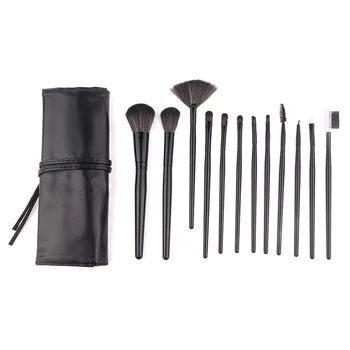 

12pcs Makeup Brushes Set Natural Soft Bristles Foundation Blush Kit Holder Tube Convenient Portable Leather Natural