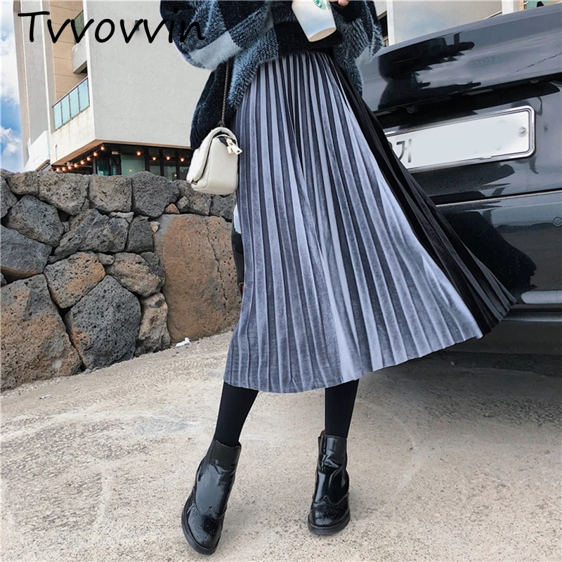 TVVOVVIN, новинка, весна-лето, высокая эластичная талия, хит, цветная, соединенная, индивидуальная, плиссированная, половина тела, юбка, женская мода, C790