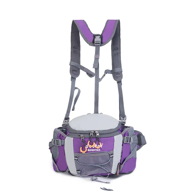 8L Sports Waist Bag Outdoor Hiking Riding Waterproof Wearproof Backpack Camping Travel Shoulder Bag Water Bottle Pack  X352D New Purple