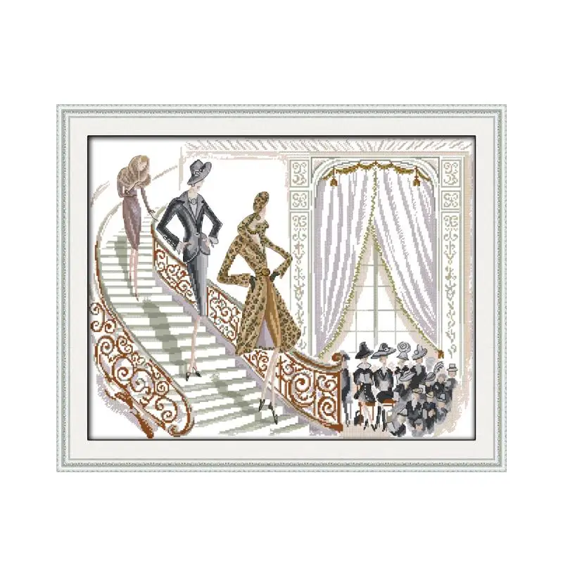 Fashion show cross stitch kit 14ct 11ct count print canvas stitching embroidery DIY handmade needlework | Дом и сад