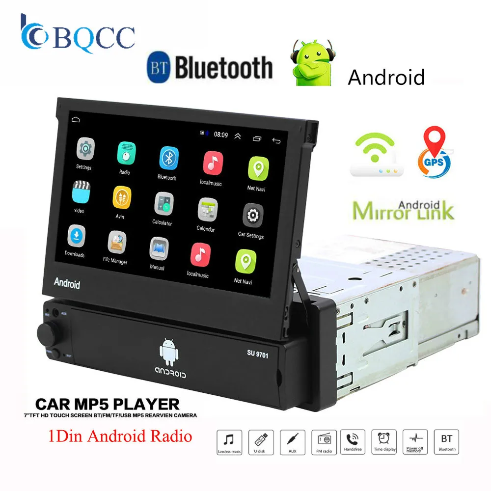 Автомобильный радиоприемник выдвижной Android 8 1 GPS Wi Fi Din MP5 7 дюймов HD сенсорный
