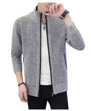 

NEW Dropshipping Winter Warm Fleece Sweater Jackets Mens Handsome Stand Up Collar Thick Knitted Cardigan Slim Fit Sweaters