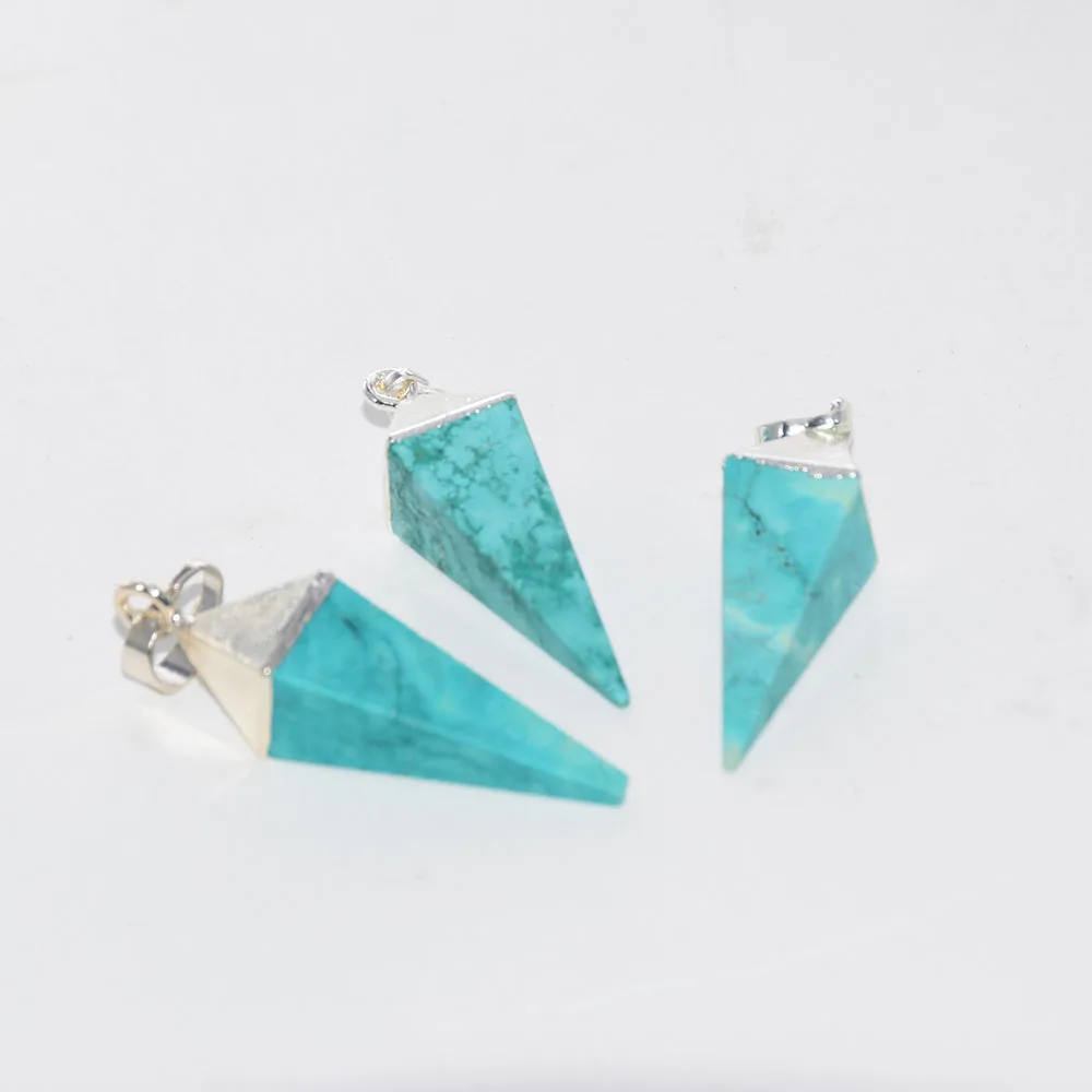 

Gem Stone Charm Pendant Jewelry making 2020 Cap 4 Face Rhombus Stripe green turquoises point pendant for Women Jewelry making