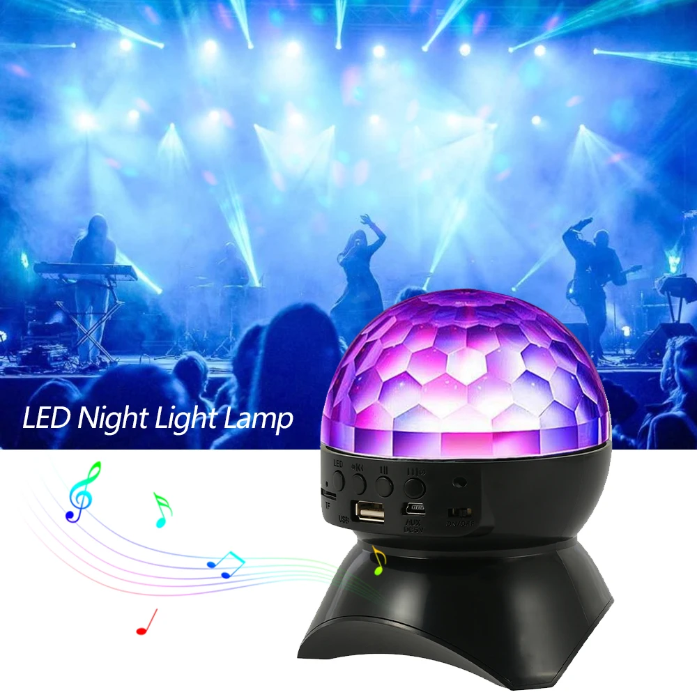 

LED Night Light Lamp lighting Projector With Bluetooth TF Card U Disk And Wired AUX Playback 360-degree Surround Music Player