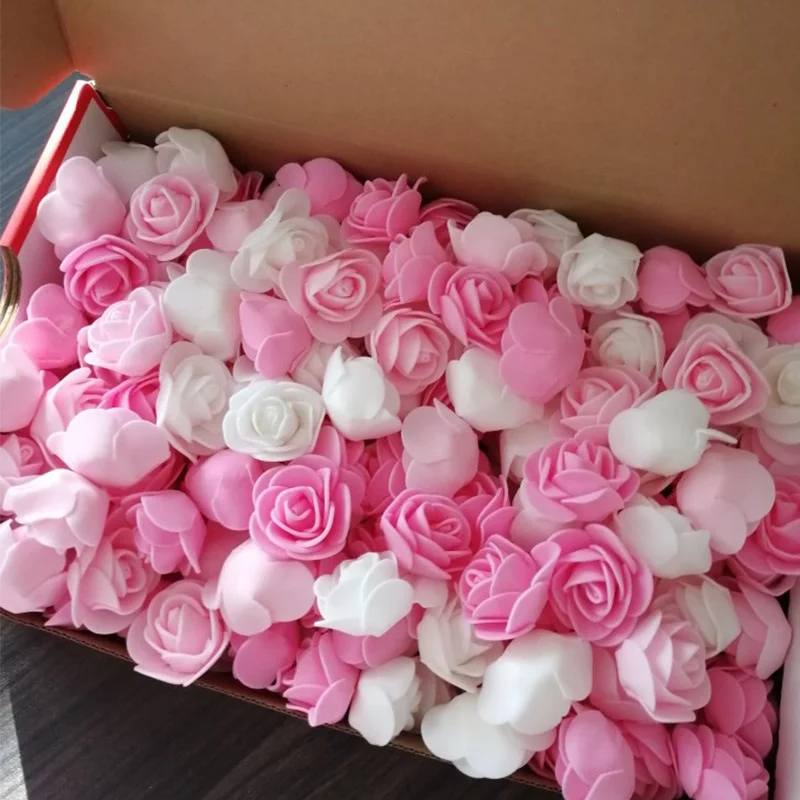100pcs Mini Foam Rose Artificial Flower Head Wedding Bouquet DIY Party Decor 3cm 