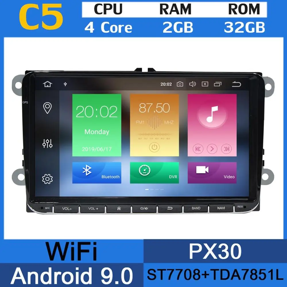 " Android 9,0 PX6 4 Гб+ 64 ГБ Автомобильный DVD gps радио плеер для VW Passat CC Polo GOLF 5 6 блок EOS T5 Sharan Jetta Tiguan Seat Altea - Цвет: 4Core 2G RAM 32G GB