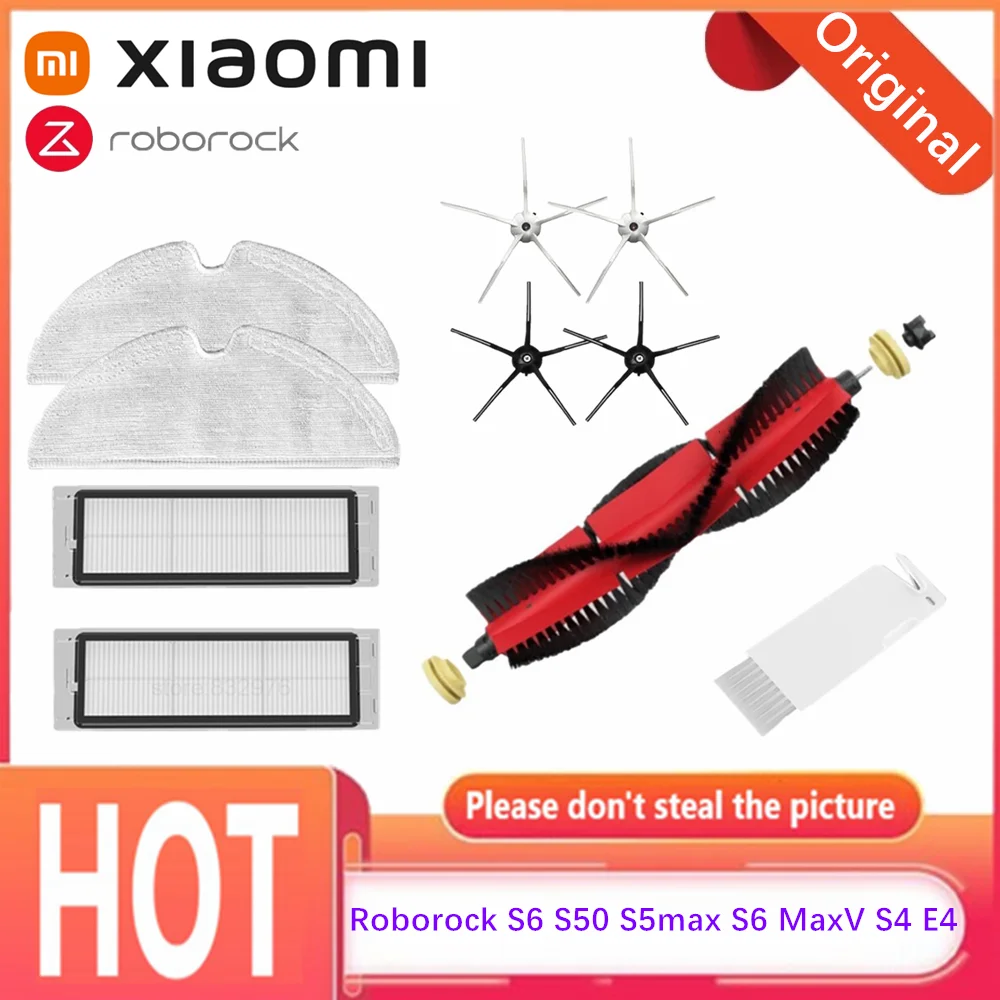 

Roborock S6 S50 S5max S6 MaxV S4 E4 оригинальная Roborock новая Съемная основная щетка 5 рук силиконовая боковая щетка рулон щетки