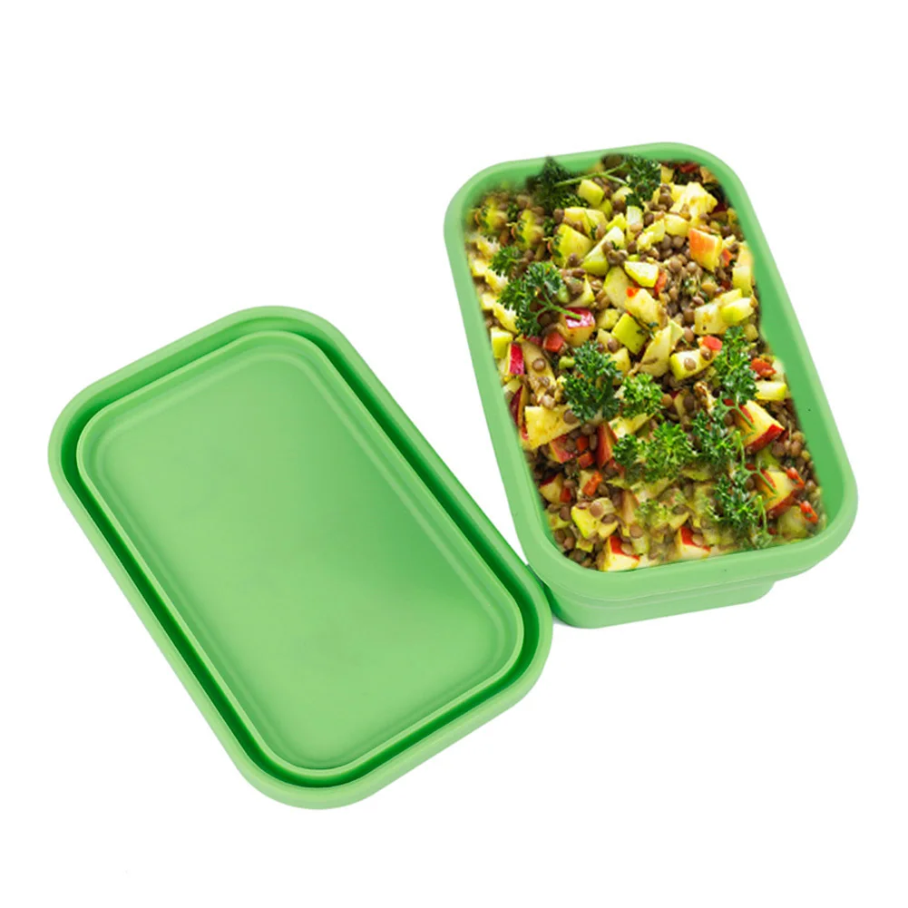 Силиконовый складной контейнер для обеда контейнер для хранения еды Bento BPA бесплатно Microwavable Портативный Пикник Кемпинг прямоугольник открытый боксы