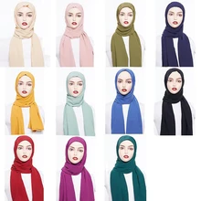 アバヤ無地シフォンヒジャーブスカーフイスラム教徒 Hijabs ためターバン女性 Jilbab Hoofddoek Moslima スカーフスカーフファム Musulman(China)