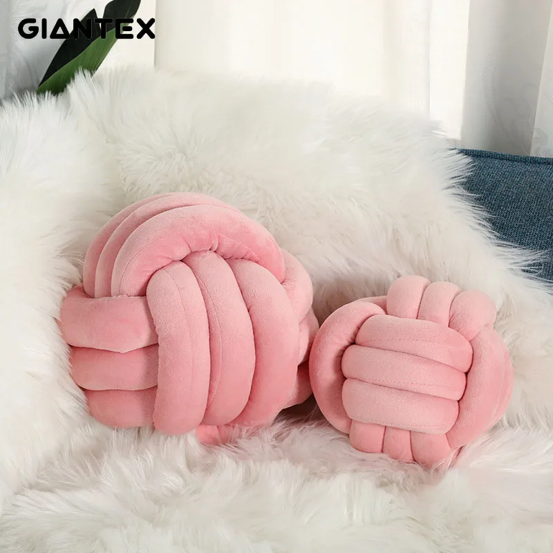 GIANTEX Plush Knot Woven Crystal Velvet Ball Round Throw Pillow Waist Back Cushions Home Sofa Bed Decoration Pillow For Sofa GIANTEX Plush Knot Woven Crystal Velvet Ball Round Throw Pillow Waist Back Cushions Home Sofa Bed Decoration Pillow For Sofa
