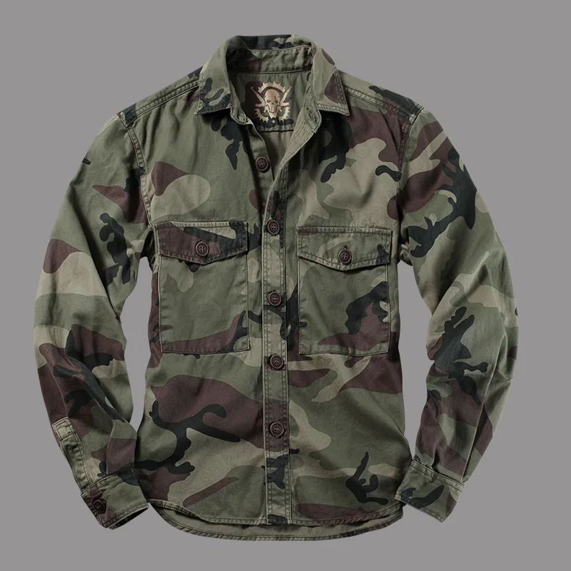 

Workwear Shirt Models in Europe And America Camouflage Service Long-sleeved Coat Camouflage Military Style Jacket Thick Twill