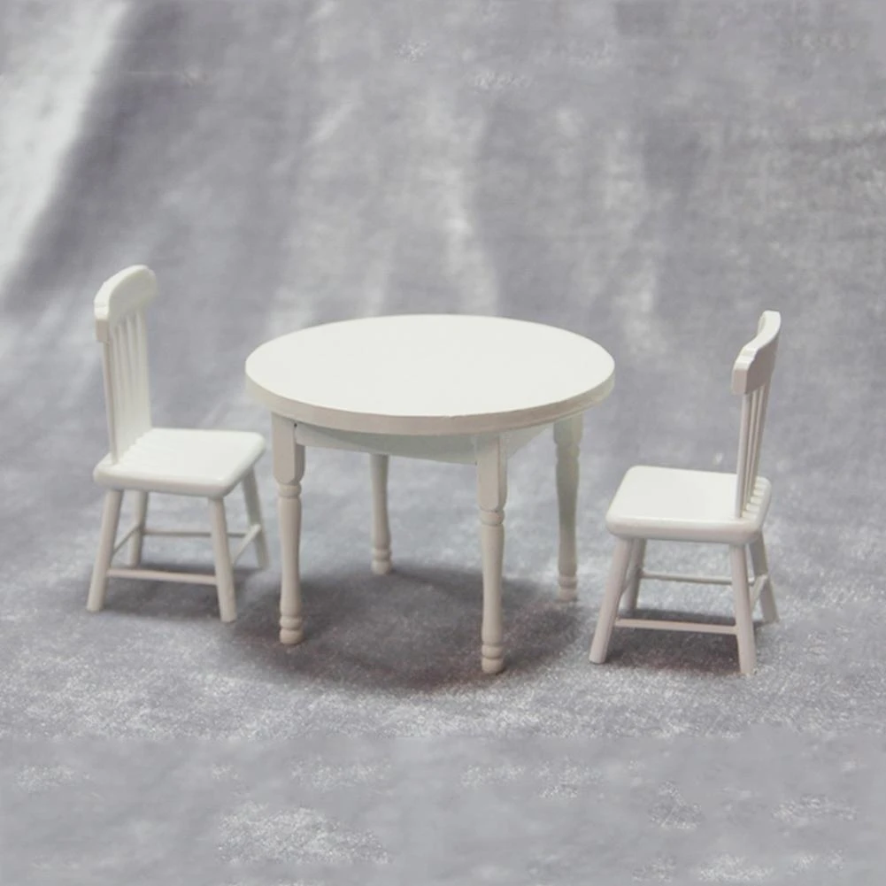 1 12 Miniature Doll House Wooden Dining Table Chairs Modern Style